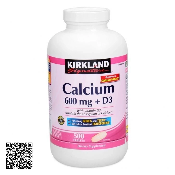 Viên Uống Bổ Sung Canxi Kirkland Signature Calcium 600mg + D3 (500 Viên)