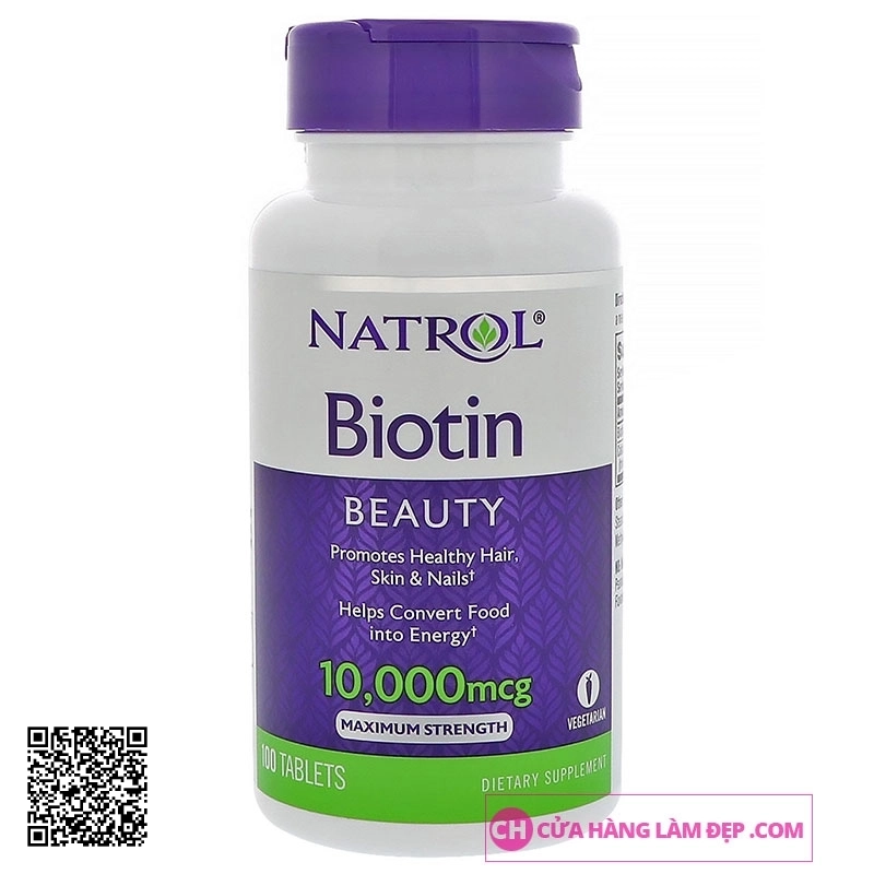 Natrol Biotin 10000 Mcg - Viên Uống Hỗ Trợ Mọc Tóc, Giúp Móng Chắc Khỏe