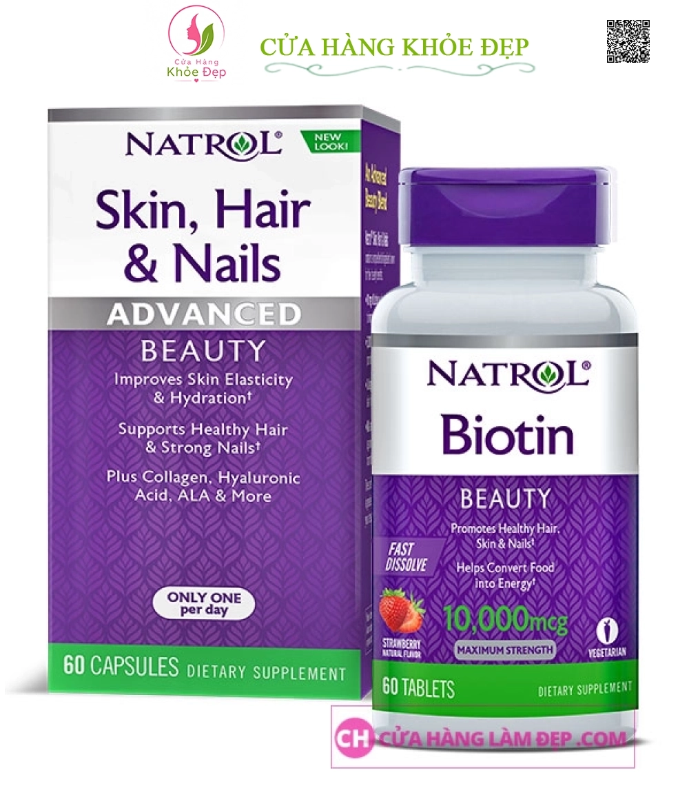 Natrol Biotin 10000 Mcg - Viên Uống Hỗ Trợ Mọc Tóc, Giúp Móng Chắc Khỏe